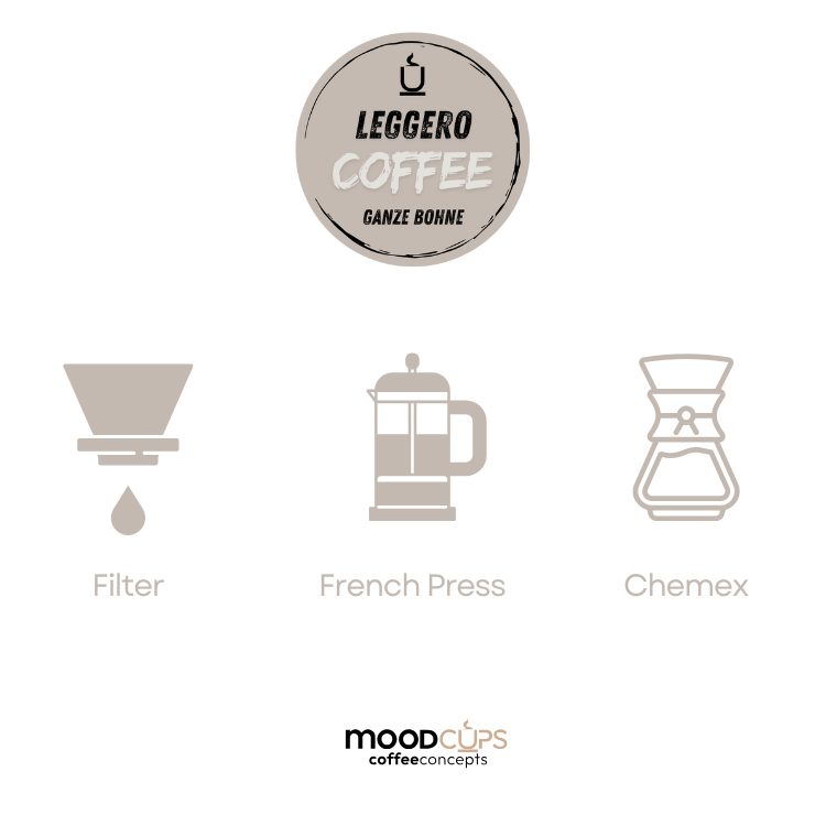 Coffee Leggero - 3 x 500g - Ganze Bohne oder Mahlkaffee