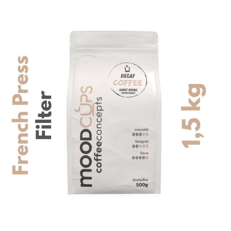 Coffee Decaf - 3 x 500g - Ganze Bohne oder Mahlkaffee - Entkoffeiniert